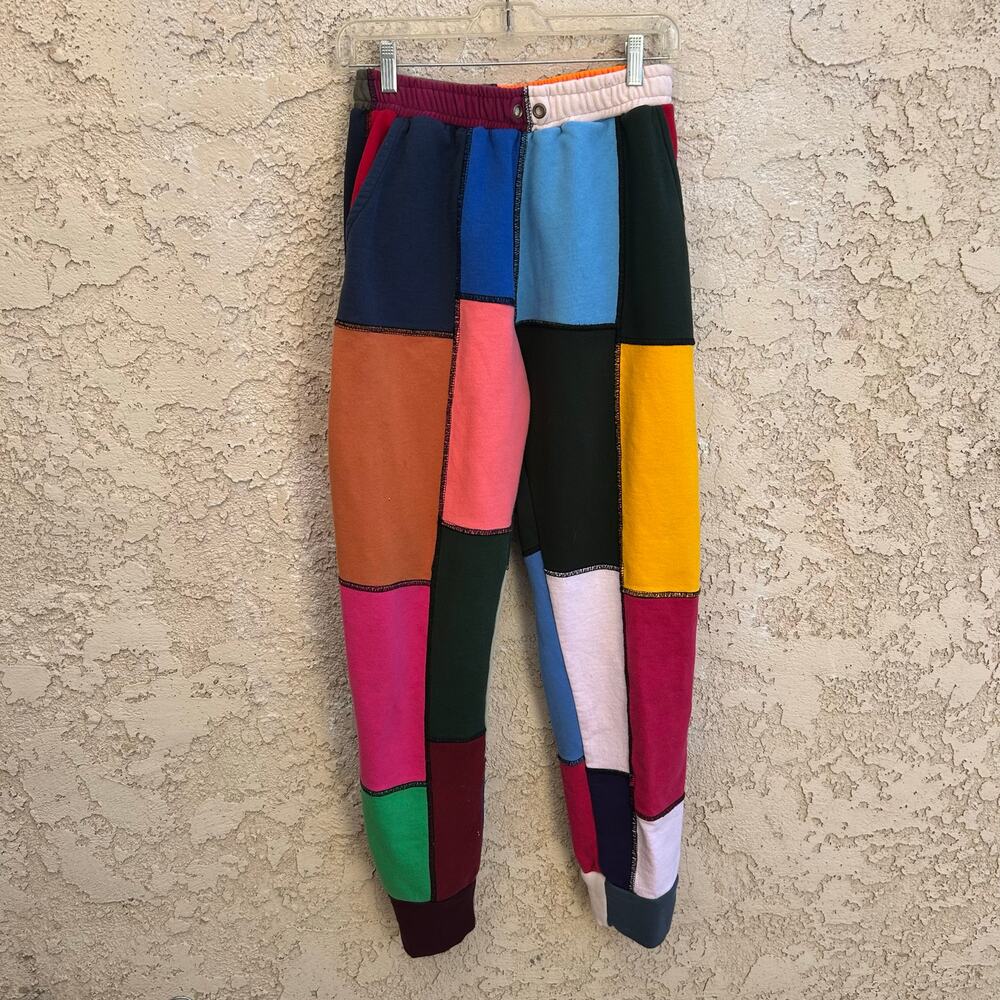 Vintage Patchwork Colorblock Sweatpants Joggers Size S XS